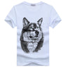 Men's summer clothing T-Shirt White T shirt Casual Cotton Wolf Printed Cartoon Short Sleeve Tee Shirt Men Brand Tee shirt 5XL