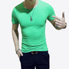 LLYGE Men's Short Sleeve O Neck Casual T-Shirts Summer Solid Color Cotton Slim Fit Men Tees Tops Basic Style Fitness Male TShirt