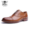 DESAI Brand Men Oxfords Shoes British Style Carved Genuine Leather Shoe Brown Brogue Shoes Lace-Up Bullock Business Men's Flats