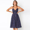 Sexy Deep V Neck Buttons Off Shoulder Dresses Polka Dots Print Beach Summer Dress Women Bow Backless Party dress