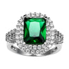 New Product Women's Green Zircon Silver Plated Ring Fashion Wedding Bague Jewelry Gift