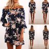 Women Dress Summer Sexy Off Shoulder Floral Print Chiffon Dress Boho Style Short Party Beach Dresses Vestidos de fiesta