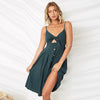 Sexy Deep V Neck Buttons Off Shoulder Dresses Polka Dots Print Beach Summer Dress Women Bow Backless Party dress