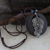 WEIYU Alloy Tree Of Life Wooden Pendant Necklace Maxi Necklace Jewelry Vintage Leaf Wood Fashion Long Necklace Ceramics Beads