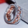 925 Silver Stackable Pan Ring Wheat Wave & Clear CZ Finger Rings for Women Sterling Silver Jewelry