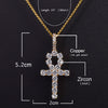 Iced Zircon Ankh Cross Pendant Gold Silver Copper Material CZ Egyptian Key of Life Pendant Necklace Men Women Hip Hop Jewelry