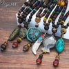 Yumfeel Vintage Ethnic Style Fish Elephant Wood beaded Stone Pendants & Necklaces Statement Nepal Necklace Women Men Jewelry