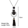 XIYANIKE New Fashion Jewelry Round Wood Beads Crystal Tassel Statement Necklaces & Pendants For Women Long Sweater Chain N894