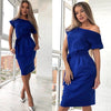 New Summer Women Dress Knee-Length Elegant Short Sleeve Bohemian Dresses Prom Female Vestidos off shoulder feminina dress