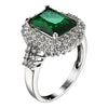 New Product Women's Green Zircon Silver Plated Ring Fashion Wedding Bague Jewelry Gift