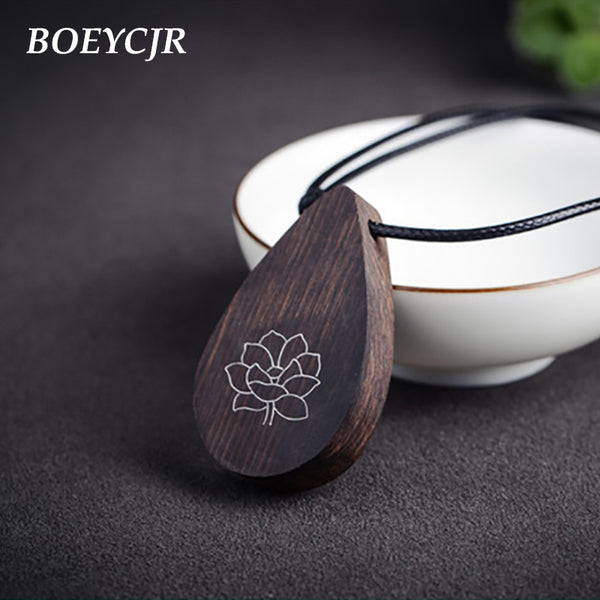 BOEYCJR Yoga Jewelry Meditation Wood Necklace Chain Handmade Jewelry Ethnic Pendant Necklace for Men and Women