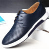 New Summer Brand Casual Men Shoes Mens Flats Luxury Genuine Leather Shoes Man Breathing Holes Oxford Big Size Leisure Shoes