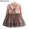 Girl Mesh Dress New Spring Dresses Children Clothing Princess Dress PinkWool Bow Design 2-8 Years Girl Clothes Dress