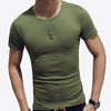 LLYGE Men's Short Sleeve O Neck Casual T-Shirts Summer Solid Color Cotton Slim Fit Men Tees Tops Basic Style Fitness Male TShirt
