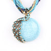 ZOSHI Blue natural crystal stone pendant necklace fashion peacock pendant necklace for women jewelry