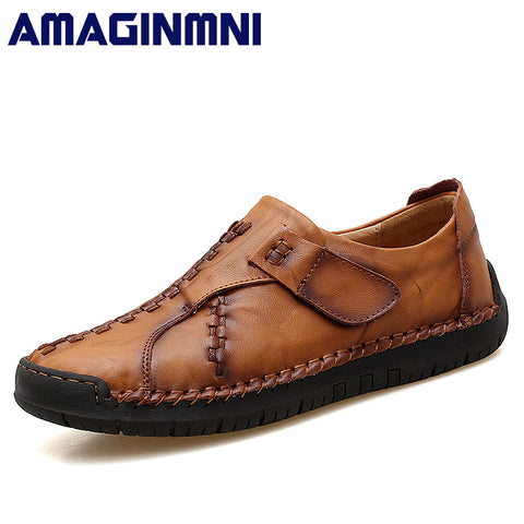 AMAGINMNI Brand Genuine Leather shoes Classic fashion mens casual shoes