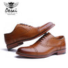 DESAI Brand Men Oxfords Shoes British Style Carved Genuine Leather Shoe Brown Brogue Shoes Lace-Up Bullock Business Men's Flats