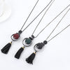 XIYANIKE New Fashion Jewelry Round Wood Beads Crystal Tassel Statement Necklaces & Pendants For Women Long Sweater Chain N894