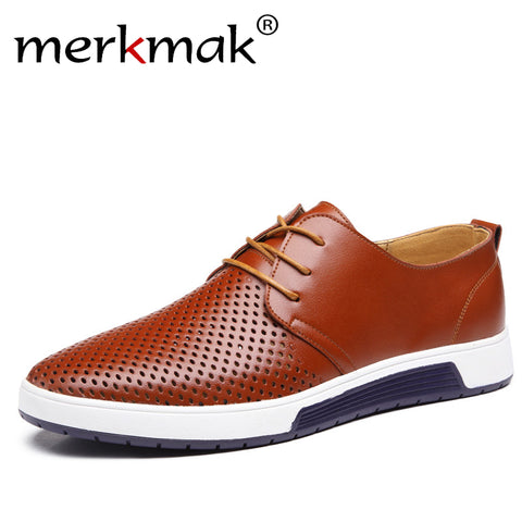 New Summer Brand Casual Men Shoes Mens Flats Luxury Genuine Leather Shoes Man Breathing Holes Oxford Big Size Leisure Shoes