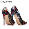 Craylorvans Specia Graffiti Colorful Women Pumps Sexy Stiletto high heels Spring Wedding Party Women Shoes