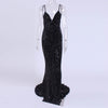 Sexy Stretch Silver Sequin Maxi Dress Hollow Out Floor Length Summer Party Dress Padded V Neck Backless Mermaid Dress