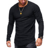 New Men's O-Neck Irregular T-shirts Tees Male Casual Long Sleeve T shirt Slim Fit Fitness Gyms T-shirts Tops S-3XL