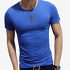 LLYGE Men's Short Sleeve O Neck Casual T-Shirts Summer Solid Color Cotton Slim Fit Men Tees Tops Basic Style Fitness Male TShirt