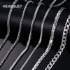 Meaeguet Classic Stainless Steel Silver Color Link Chain Necklace Snake/Box/Hanging/Curb/Flat/Twist Chain 24inch