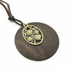 New Casual Fashion Handmade Collar Round Wood Retro Vintage Alloy Hollow Tree Soft Leather Pendants Necklace Women Men Jewelry