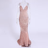 Sexy Stretch Silver Sequin Maxi Dress Hollow Out Floor Length Summer Party Dress Padded V Neck Backless Mermaid Dress