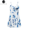 Lily Rosie Girl Red Print Floral Beach Dress Ruffles Spaghetti Strap Sexy Summer Dress Short Casual Boho Dress Vestidos