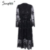 Simplee V neck long sleeve sequin party dresses women Sexy mesh streetwear christmas midi dress female