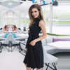 Women Elegant Summer Solid Casual V-Neck Sleeveless Casual Office Wear Working Party Fitted Skater Knee Length A-Line Dress