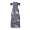 AVODOVAMA M Boho Style Long Dress Women Off Shoulder Beach Summer Floral Print Vintage Chiffon Dresses