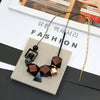 New Woman Necklaces Big Geometric Wood Beads Peadant Necklaces Color Blocking High Quality Fashion Jewelry Sweater Accessories