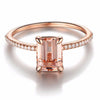 Luxury Rose Gold Square Crystal Zircon Engagement Ring 2 Pcs/set Bridal Wedding Band Rings #268739