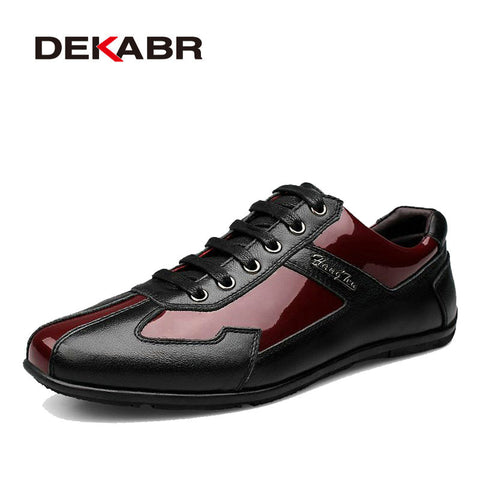 DEKABR High Quality Autumn Winter Genuine Leather Men Shoes Fashion Shoes Men Casual Shoes Lace Up Flats Zapatos Hombre Sapatos