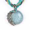 ZOSHI Blue natural crystal stone pendant necklace fashion peacock pendant necklace for women jewelry