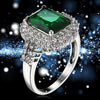 New Product Women's Green Zircon Silver Plated Ring Fashion Wedding Bague Jewelry Gift