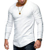 New Men's O-Neck Irregular T-shirts Tees Male Casual Long Sleeve T shirt Slim Fit Fitness Gyms T-shirts Tops S-3XL