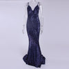 Sexy Stretch Silver Sequin Maxi Dress Hollow Out Floor Length Summer Party Dress Padded V Neck Backless Mermaid Dress