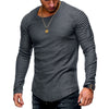 New Men's O-Neck Irregular T-shirts Tees Male Casual Long Sleeve T shirt Slim Fit Fitness Gyms T-shirts Tops S-3XL