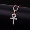 Iced Zircon Ankh Cross Pendant Gold Silver Copper Material CZ Egyptian Key of Life Pendant Necklace Men Women Hip Hop Jewelry