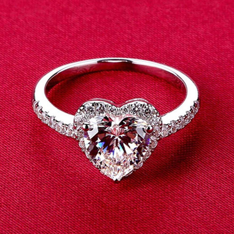 Fashion Jewelry Ring Heart Shape AAA CZ Crystal Wedding Rings for Women Romantic Gift Free Shipping