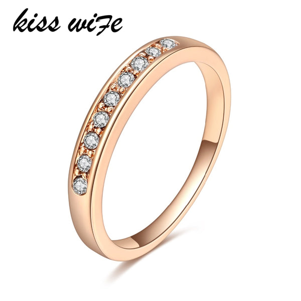 KISS WIFE New Rose Gold ring for women engagement ring bijoux jewelry fine jewelry wedding rings R029