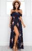 AVODOVAMA M Boho Style Long Dress Women Off Shoulder Beach Summer Floral Print Vintage Chiffon Dresses