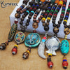 Yumfeel Vintage Ethnic Style Fish Elephant Wood beaded Stone Pendants & Necklaces Statement Nepal Necklace Women Men Jewelry