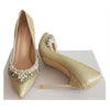 Woman Sexy Pumps Women Gold Beading Wedding Shoes