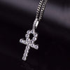 Iced Zircon Ankh Cross Pendant Gold Silver Copper Material CZ Egyptian Key of Life Pendant Necklace Men Women Hip Hop Jewelry