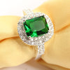 New Product Women's Green Zircon Silver Plated Ring Fashion Wedding Bague Jewelry Gift